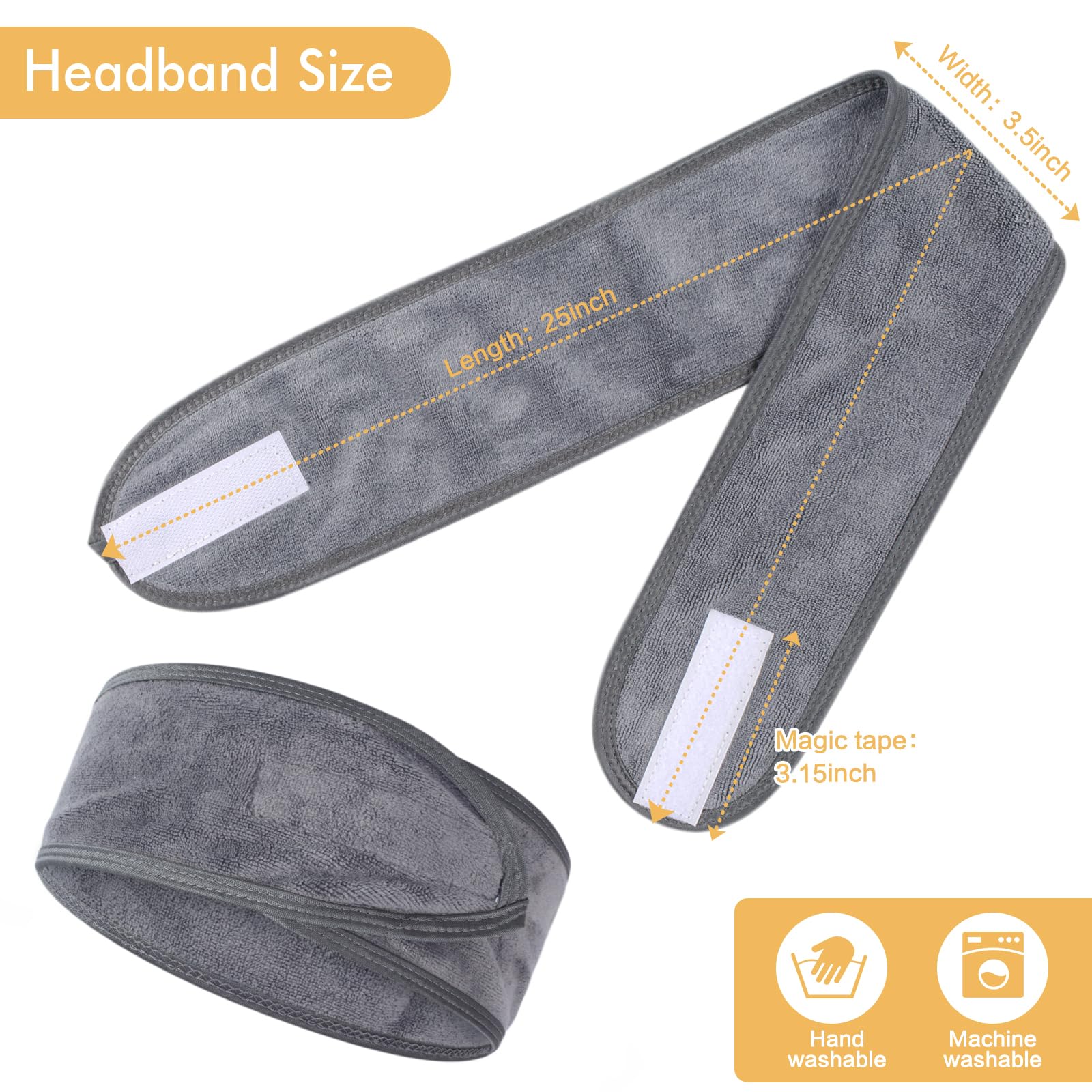 SINLAND Adjustable Spa Headband for Women - 6 Pack with Magic Tape, Soft Hair Wrap for Face Care, Makeup, Sports & Skincare - Perfect for Yoga, Gym & Beauty Routine
