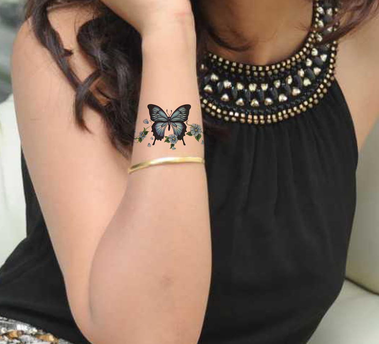 Waterproof Temporary Tattoo Stickers for Men & Women - 3D Realistic Flowers, Butterflies, Stars, Angels, Wolves & Armband Designs (19x9cm) | Perfect for Parties, Halloween, Cosplay & Body Art