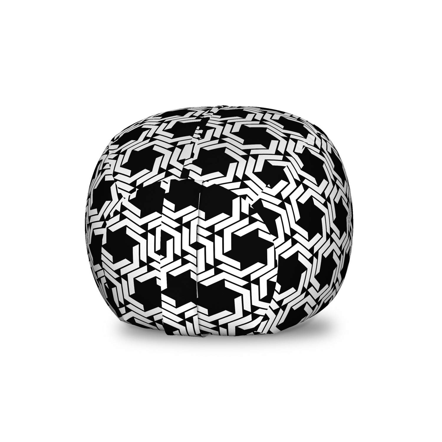 Ambesonne Black and White Geometric Toy Storage Bag Chair - Washable Stuffed Animal Organizer with Diagonal Hexagon Pattern, Small Size Charcoal Grey - Perfect for Kids' Room, Nursery or Playroom Organization
