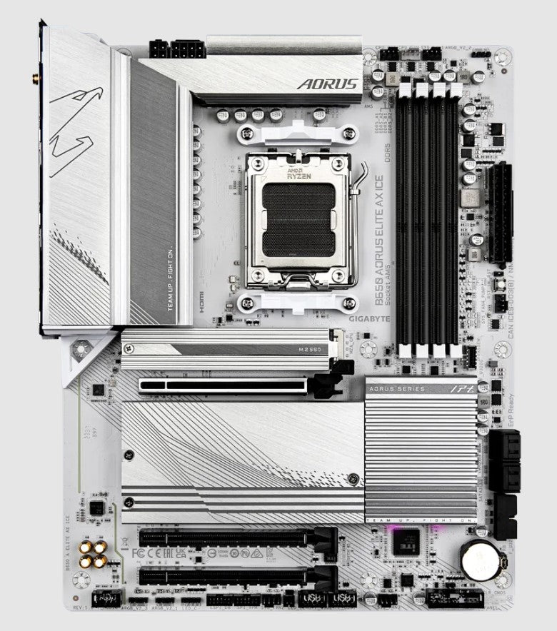 Gigabyte B650 Aorus Elite AX ICE AM5 ATX Motherboard - AMD Ryzen 7000 Ready, DDR5, PCIe 4.0, WiFi 6 - Perfect for Gaming PC Builds & High-Performance Workstations