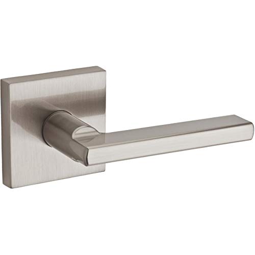 Halifax Square Passage Door Leverset - Reversible Handles with Satin Nickel Finish for Bedroom, Bathroom & Interior Doors | Modern Home Hardware Upgrade