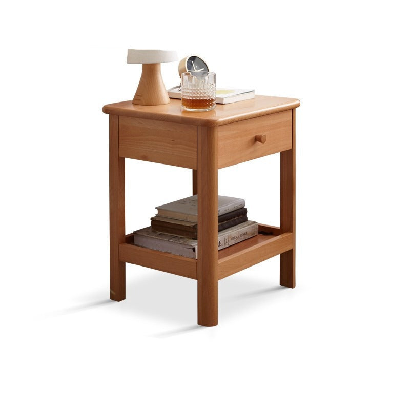 Solid Wood Nightstand - Beech & Pine Bedside Table for Bedroom, Modern & Rustic End Table with Storage Shelf - Perfect for Bedroom, Living Room, or Office