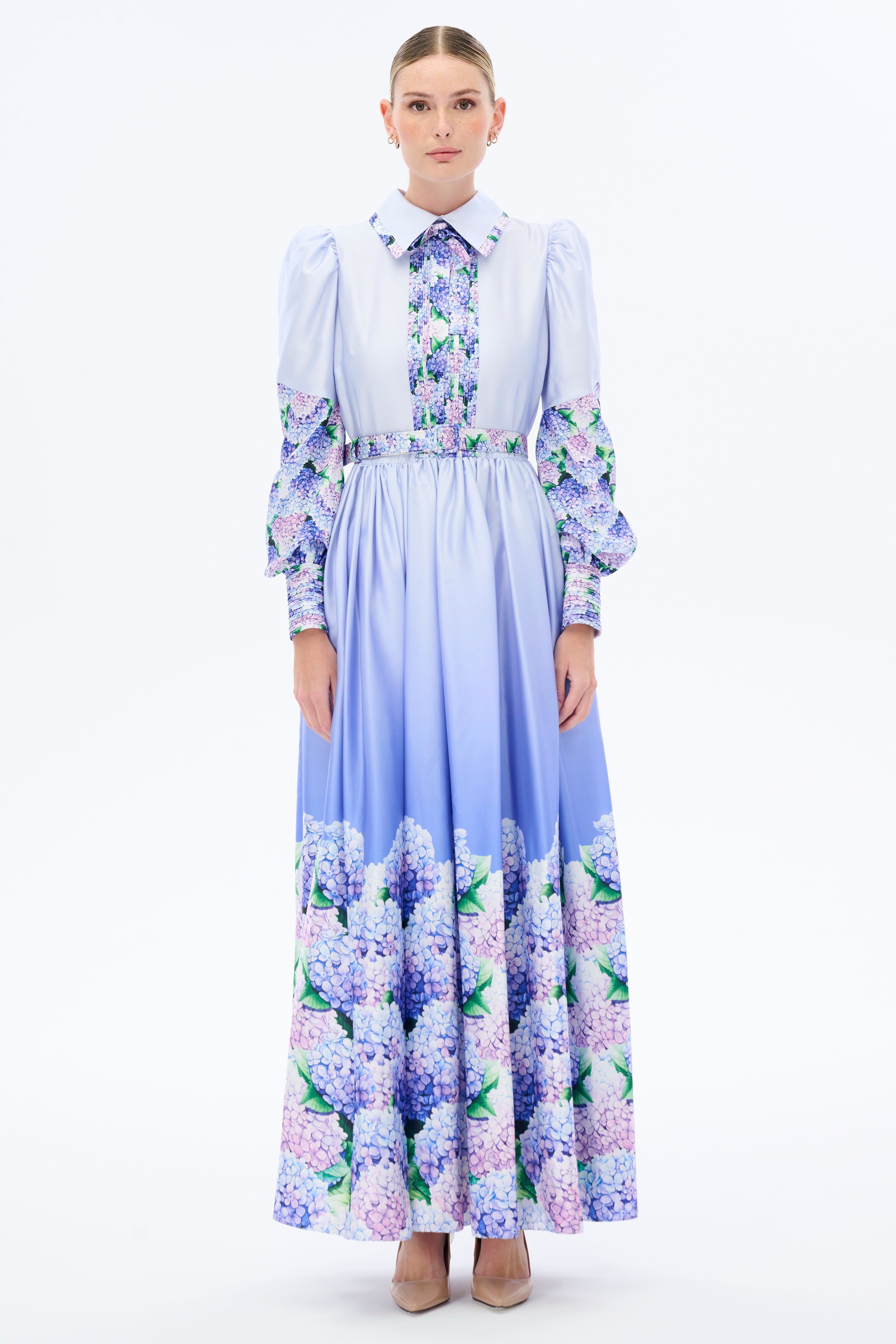 Lilac Balloon Sleeve Dress for Women - Elegant Flowy Party Dress for Weddings, Dates & Special Occasions