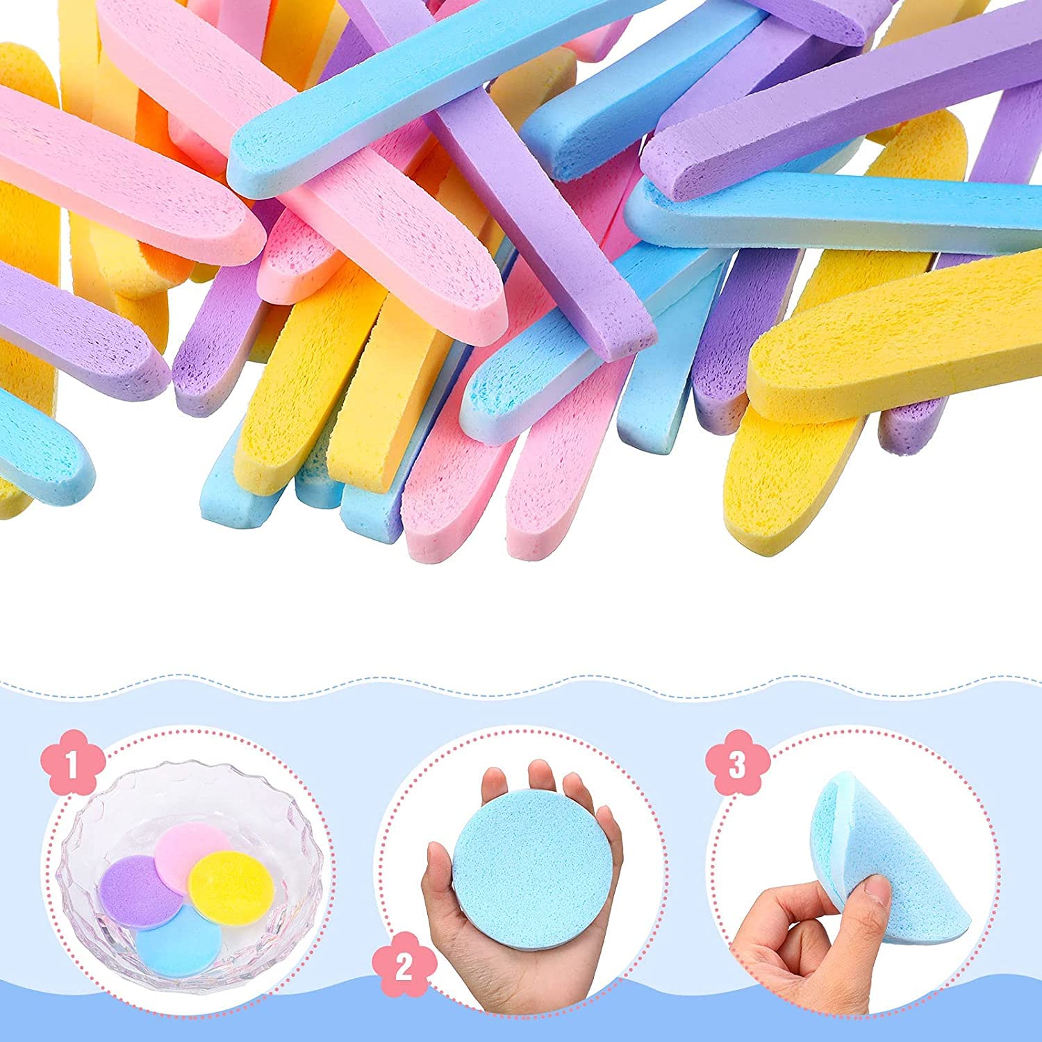 12pcs Compressed Facial Cleansing Sponges - Round Makeup Remover Puff for Gentle Face Washing & Skin Care | Includes 1 Pack Sweat Pads | Perfect for Travel, Daily Makeup Removal & Deep Cleansing Routine