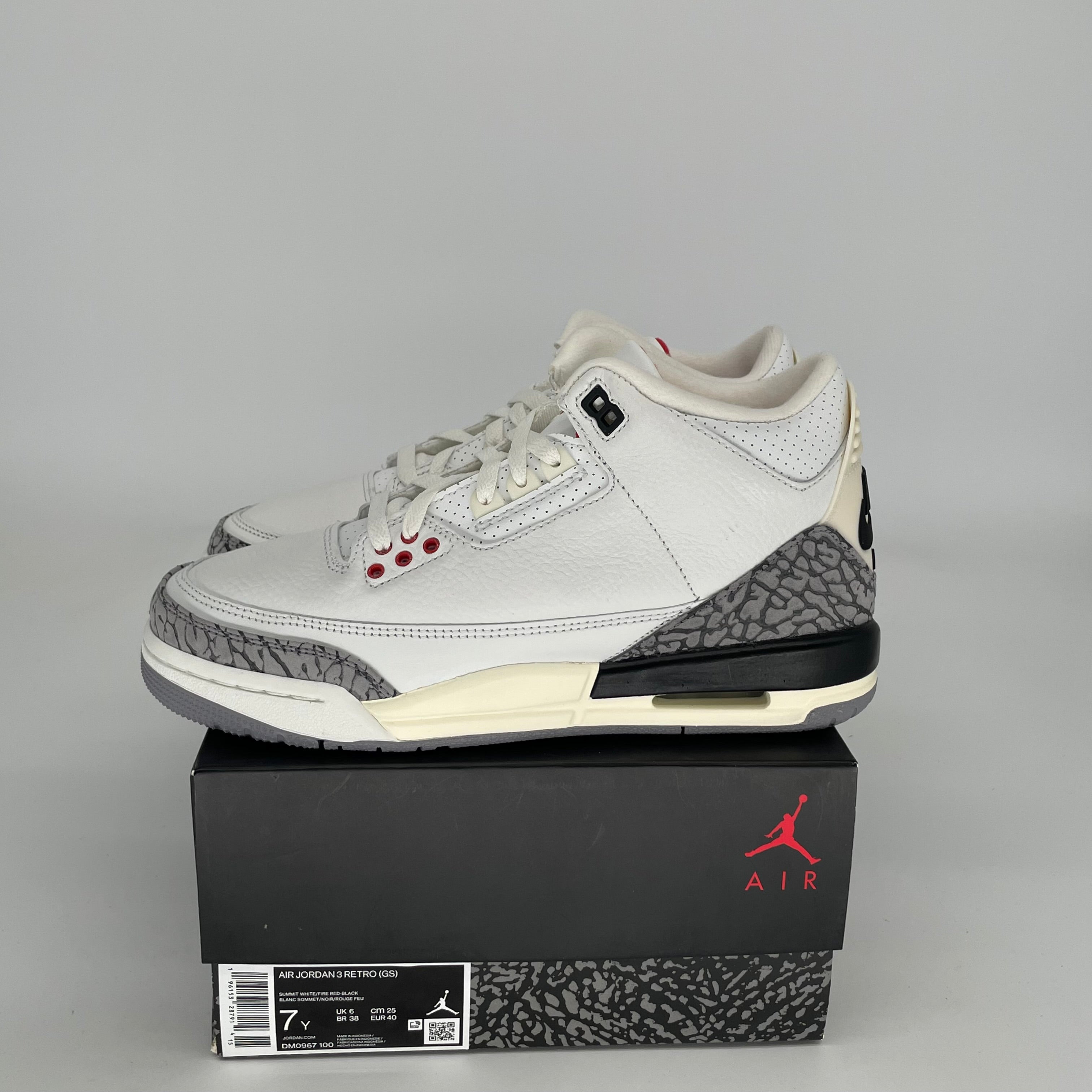 Original Air Jordan 3 Retro 'White Cement Reimagined' Size 7Y (DM0967-100) - Authentic Basketball Shoes for Men & Kids - Perfect for Sports, Streetwear & Sneaker Collection