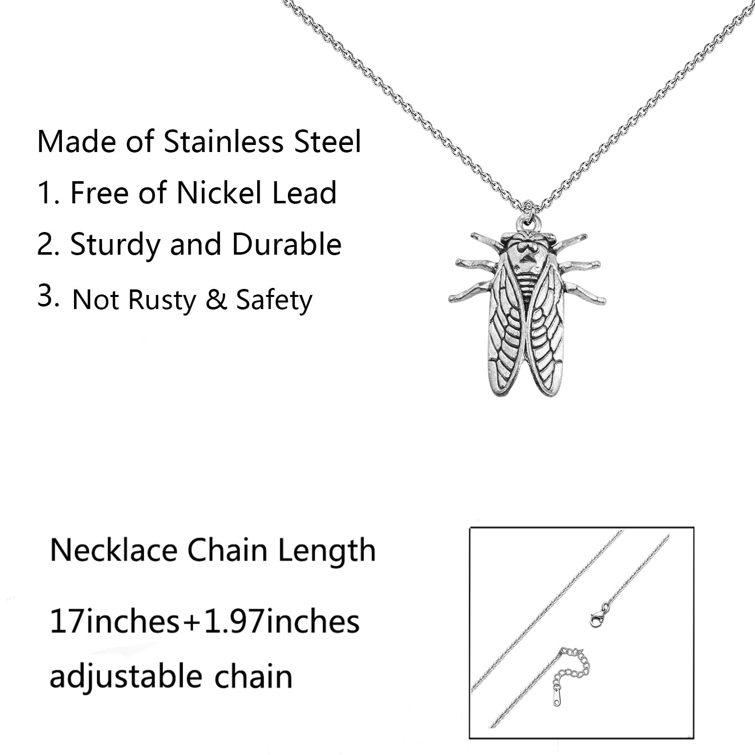 WSNANG Cicada Necklace - Elegant Insect Pendant Jewelry for Women - Unique Gift for Nature Lovers - Perfect for Outdoor Adventures, Boho Fashion & Special Occasions