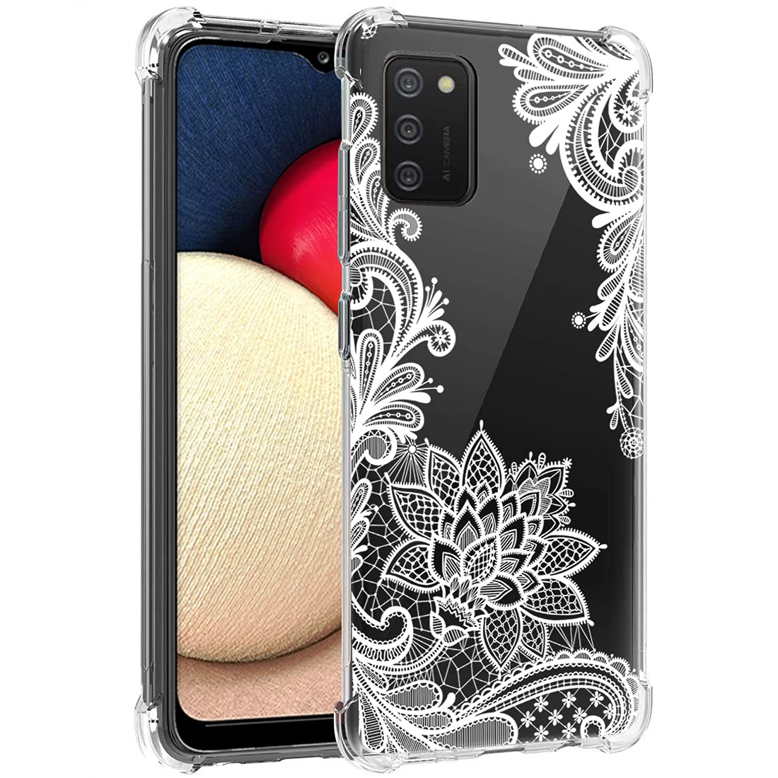 Samsung Galaxy A02S Phone Case - Slim Shockproof Clear Floral TPU Protective Cover for Women & Girls | Soft Flexible Mandala Design | Perfect for Everyday Use, Work & Travel