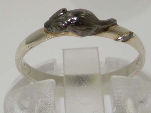 Elegant Sterling Silver Mouse Ring for Women - Black Rhodium Plated with Tail Detail | Sizes 4-12 | Perfect for Animal Lovers, Unique Gifts & Fashion Jewelry Collections