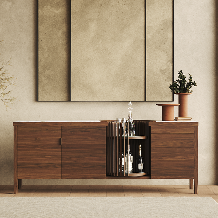 Modern CAROUSEL Sideboard Buffet Cabinet - Stylish Storage for Dining Room, Living Room & Entryway | Perfect for Organizing Dishes, Linens & Home Decor