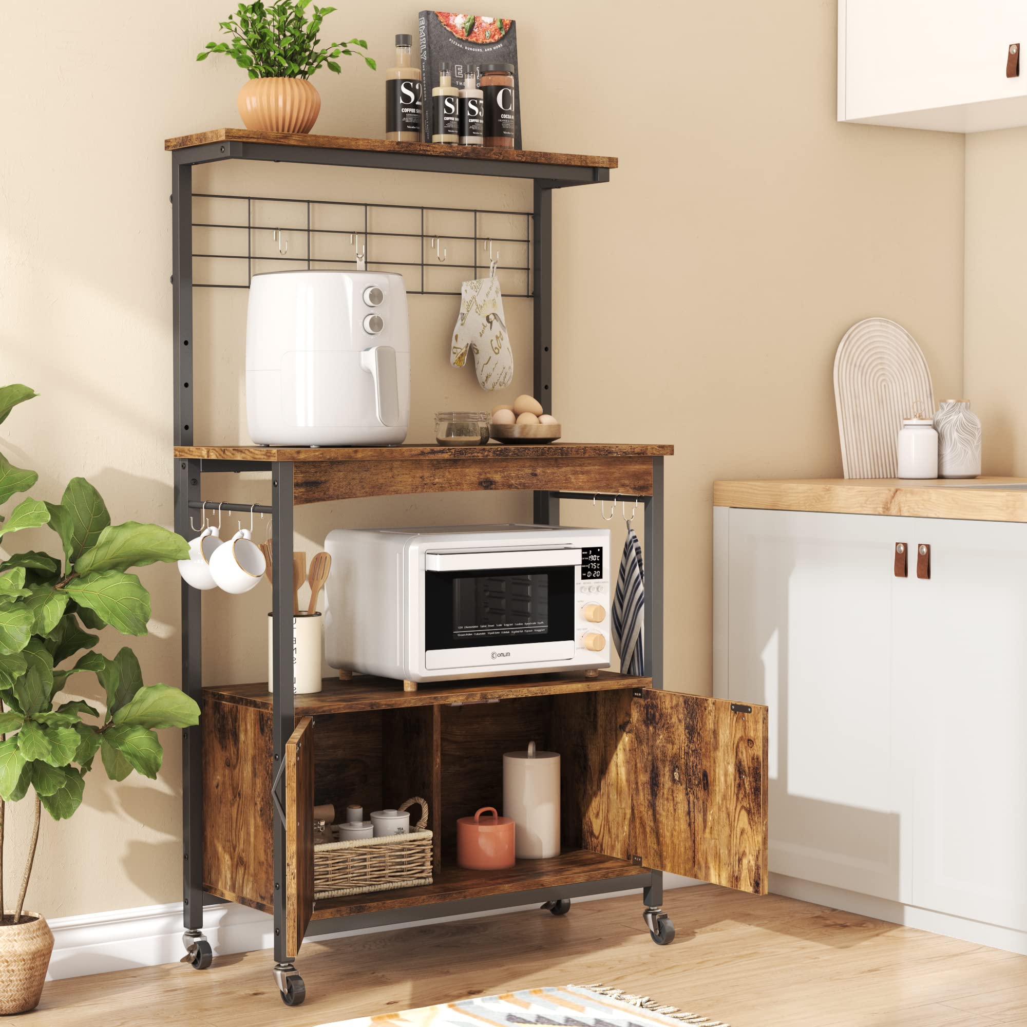 Bestier Adjustable Bakers Rack with Storage Cabinet - 45