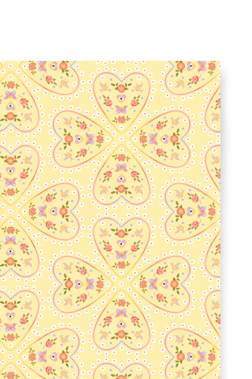 Spring Hearts Rolled Gift Wrap - Premium Decorative Wrapping Paper for Birthdays, Valentine's Day & Special Occasions - Perfect for DIY Crafts, Party Decorations and Thoughtful Gift Presentation