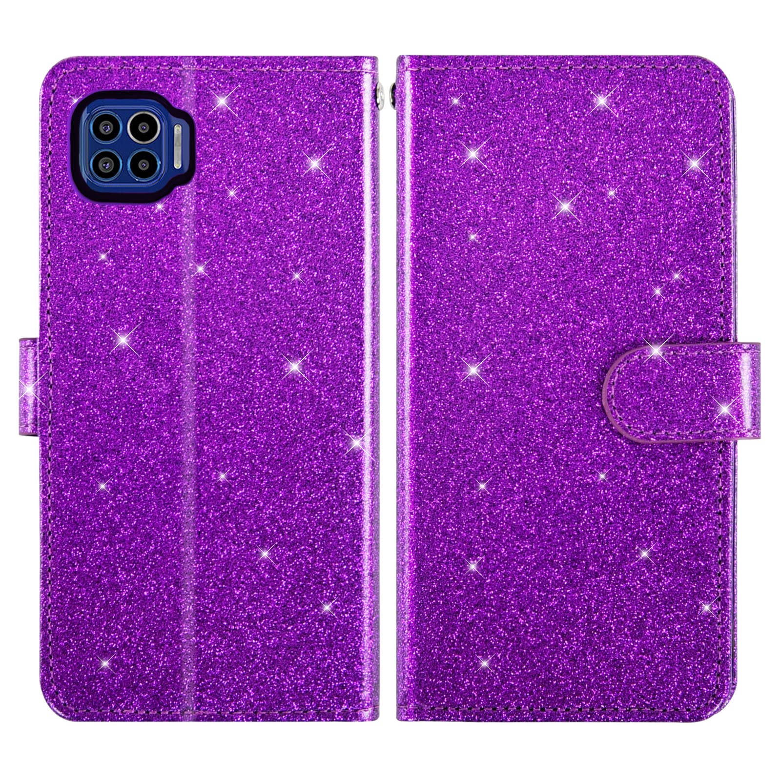 ASUWISH Wallet Case for Moto One 5G/One5G UW/Moto G 5G Plus - Premium Flip Folio Cover with Card Holder Slot & Stand, Includes Tempered Glass Screen Protector (Compatible with Motorola One Lite XT2075-1) - Perfect for Business, Travel & Everyday Use (Purple)