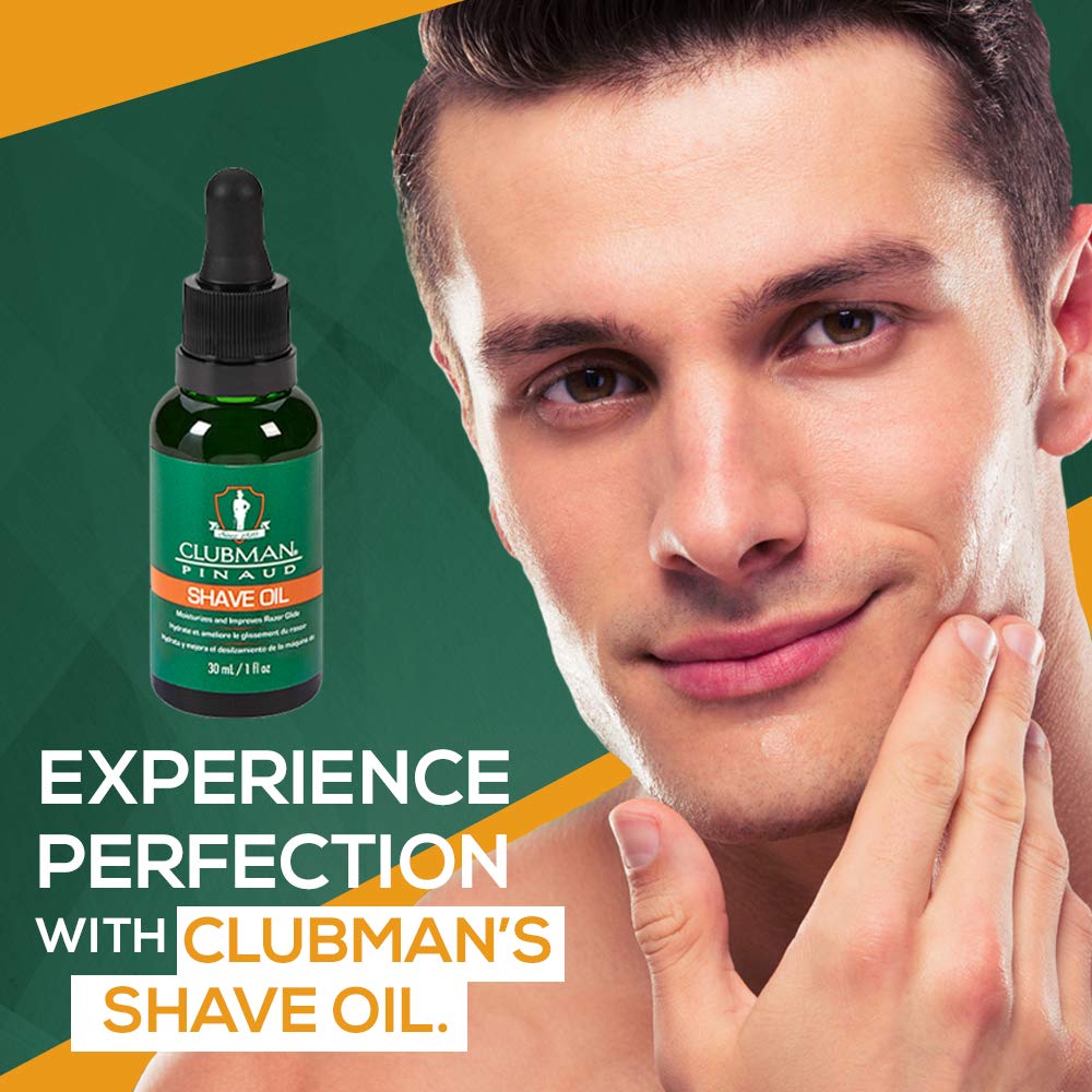 Clubman Pinaud Shave Oil & Beard Oil - 1 oz (2-Pack) - Moisturizes Skin & Improves Razor Glide - Natural Grooming for Men - Perfect for Daily Shaving & Beard Care Routine