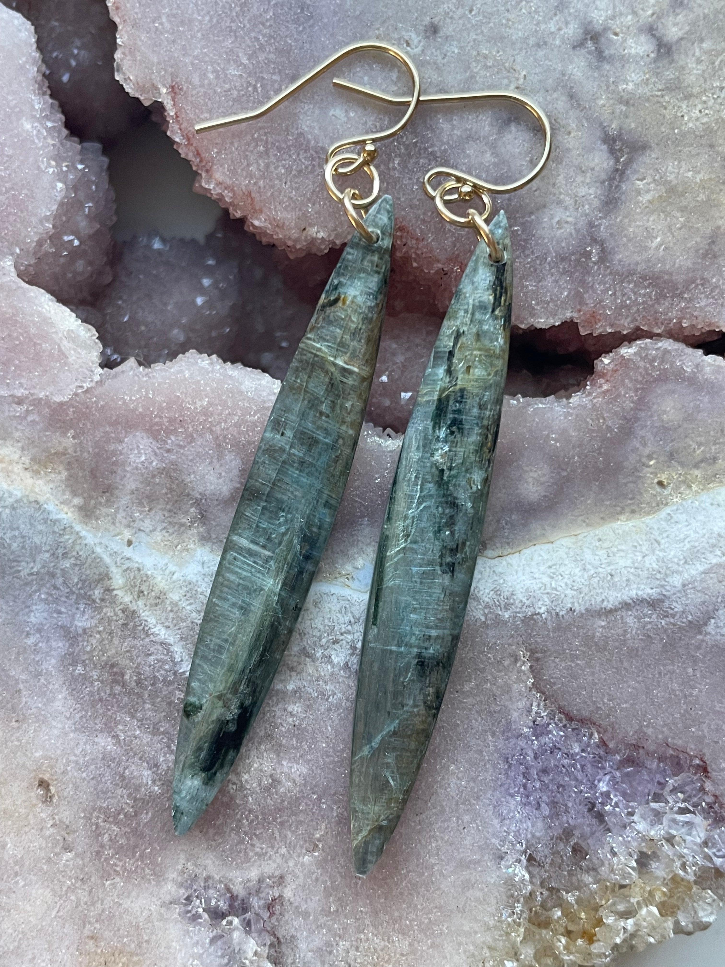 14kt Gold Filled Kyanite Statement Earrings for Women | Elegant Dangle Jewelry for Parties, Weddings & Special Occasions