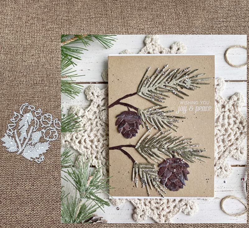Design Craft Metal Stencil Mold Cutting Dies - Pine Cones Leaf Decorative Scrapbook Die Cuts for Album, Paper Card, Embossing Art - Perfect for Greeting Cards, Birthday, Wedding, Halloween, Christmas, Thanksgiving Holiday DIY Projects