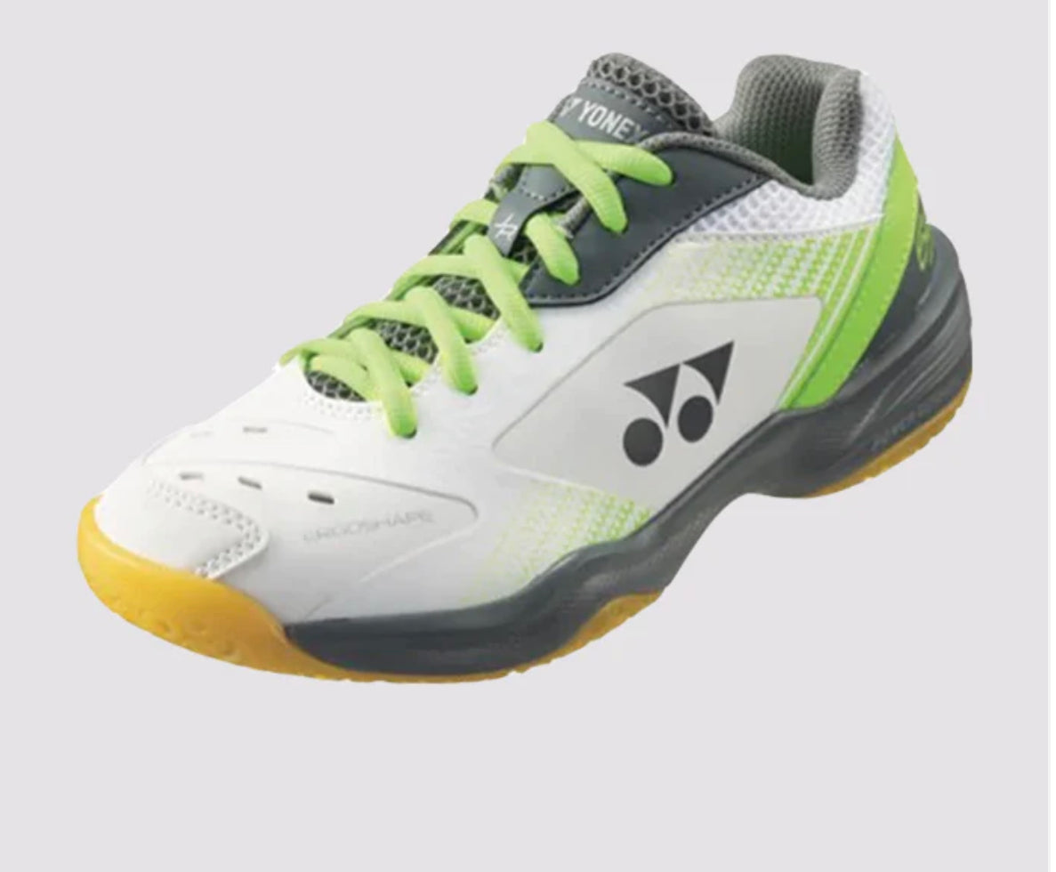 Yonex Power Cushion 65 Junior Badminton Shoes for Kids - White/Lime & White/Red - Lightweight Comfort for Court Sports & Training