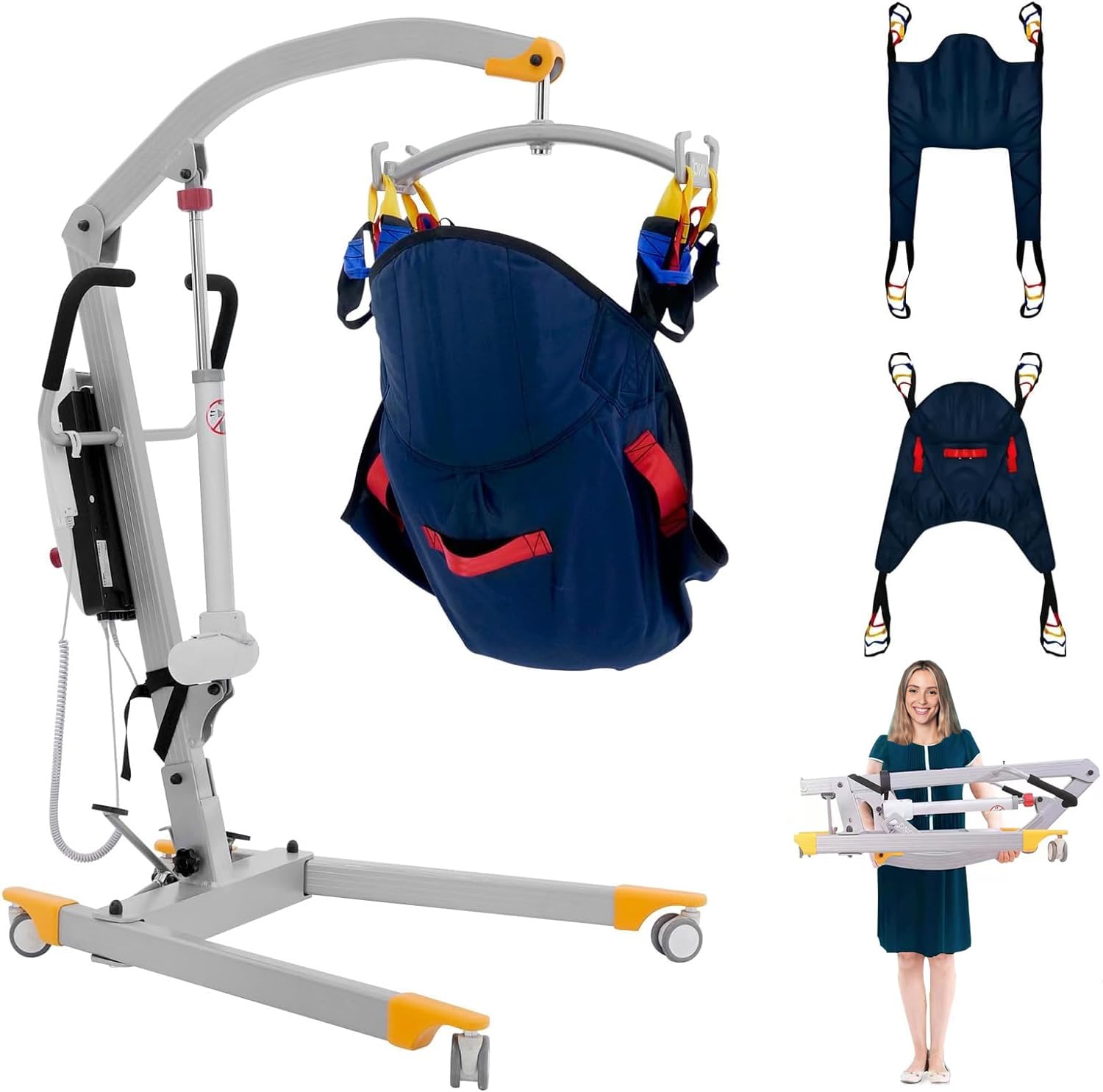 Premium 500lbs Electric Patient Lift - Aluminum Folding Medical Hoist for Home & Travel | Safe Body Transfer Lift for Elderly & Disabled Care | Ideal for Home Healthcare, Hospitals & Mobility Assistance