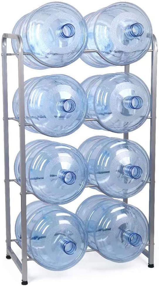 4-Tier Space-Saving 5-Gallon Water Jug Holder - Organizes 8 Bottles with Sturdy Water Dispenser Stand - Perfect for Home, Office, or Pantry Storage