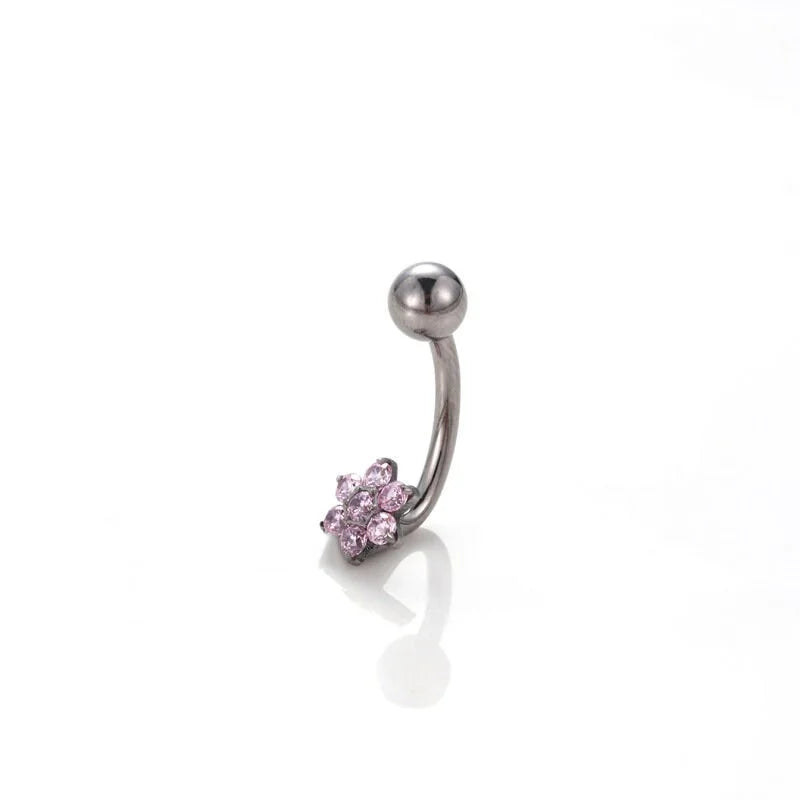 14G Titanium Belly Ring - Hypoallergenic Flower Navel Piercing Jewelry for Women | Perfect for Everyday Wear, Parties & Beach Outfits