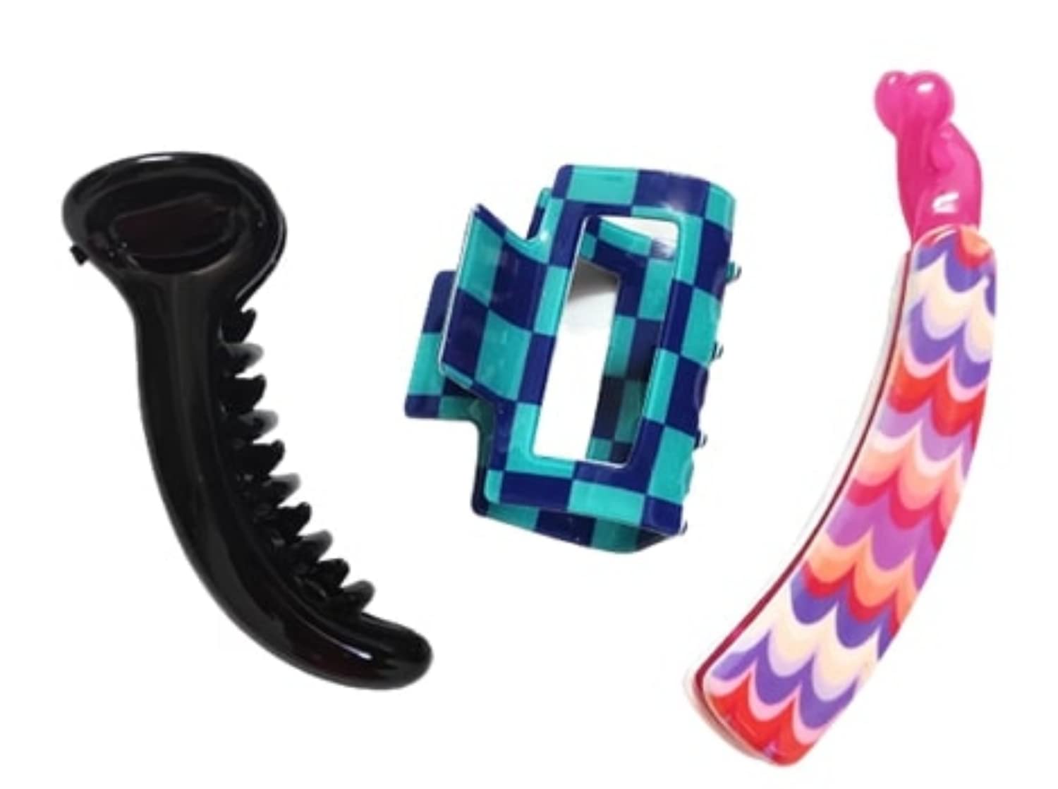 New Jain Traders - 3 Pack Mirchi Banana Hair Clips & Hair Clutchers for Women & Girls - Stylish Hair Accessories for Parties, Weddings & Everyday Use (Multi03)