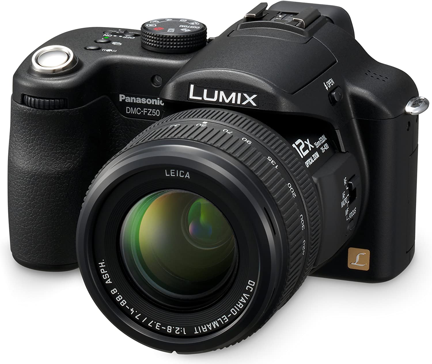 Panasonic DMC-FZ50 12MP Digital Camera with 12x Optical Zoom - Black | Perfect for Travel Photography, Wildlife Shots & Vlogging