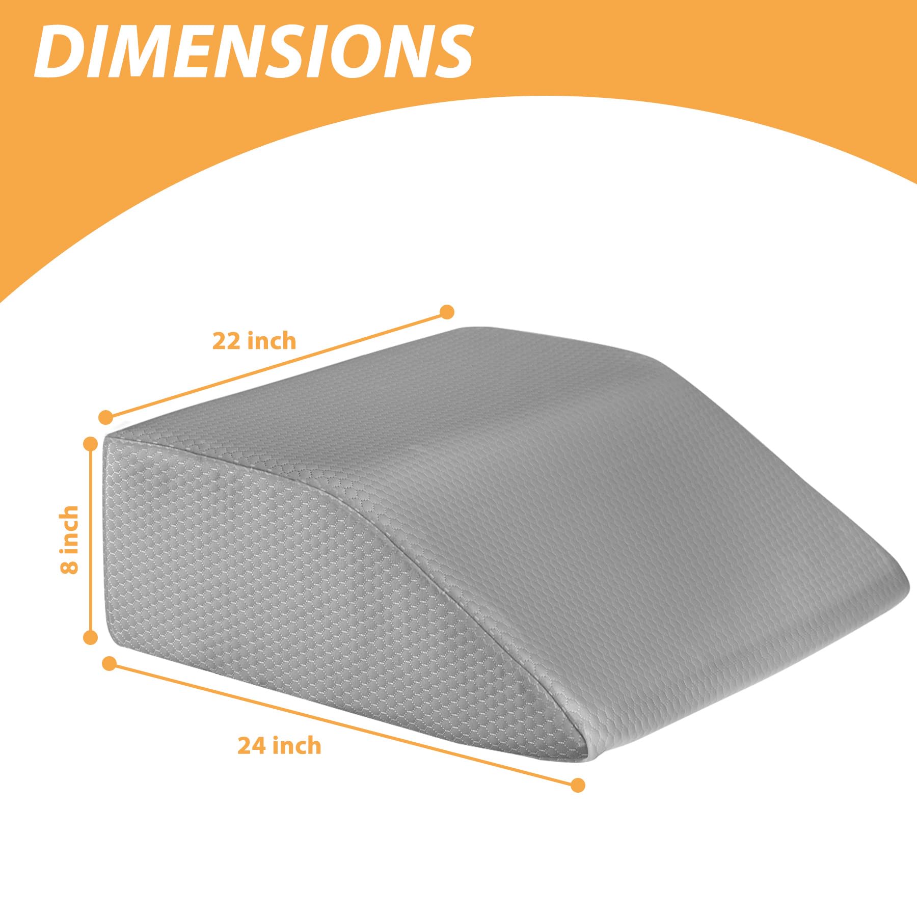 Leg Elevation Pillow for Sleeping - Cooling Gel Memory Foam Wedge Pillow for Legs, Post-Surgery Recovery, Circulation & Swelling Relief - Removable Washable Cover (8 Inch, Grey) - Perfect for Bed Rest, Pregnancy Support & Pain Management