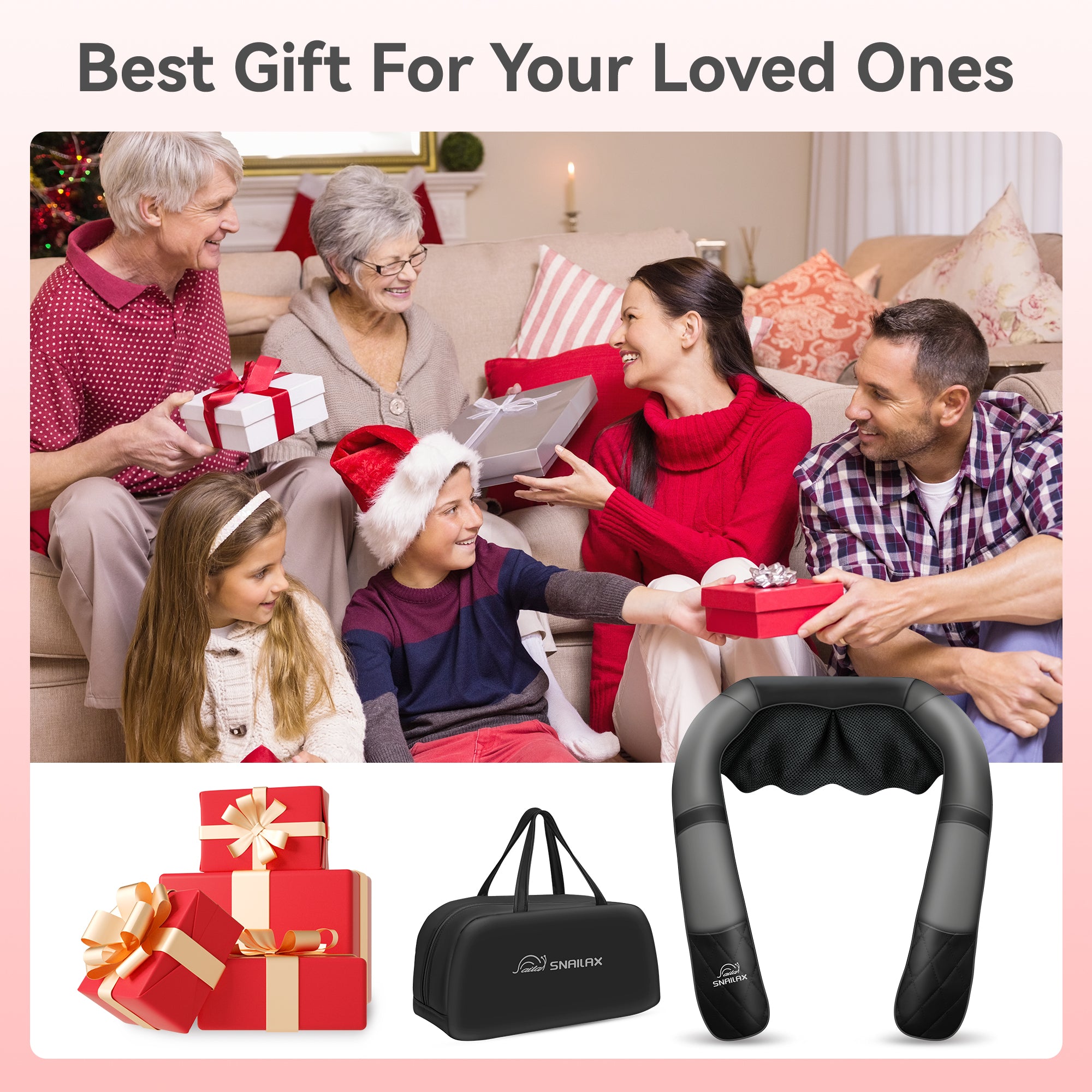 Snailax 2025 Upgrade Rechargeable Neck Massager with Heat - Cordless Portable Deep Kneading Shoulder Massage Pillow for Home, Office & Travel Relief (Model 632UC)