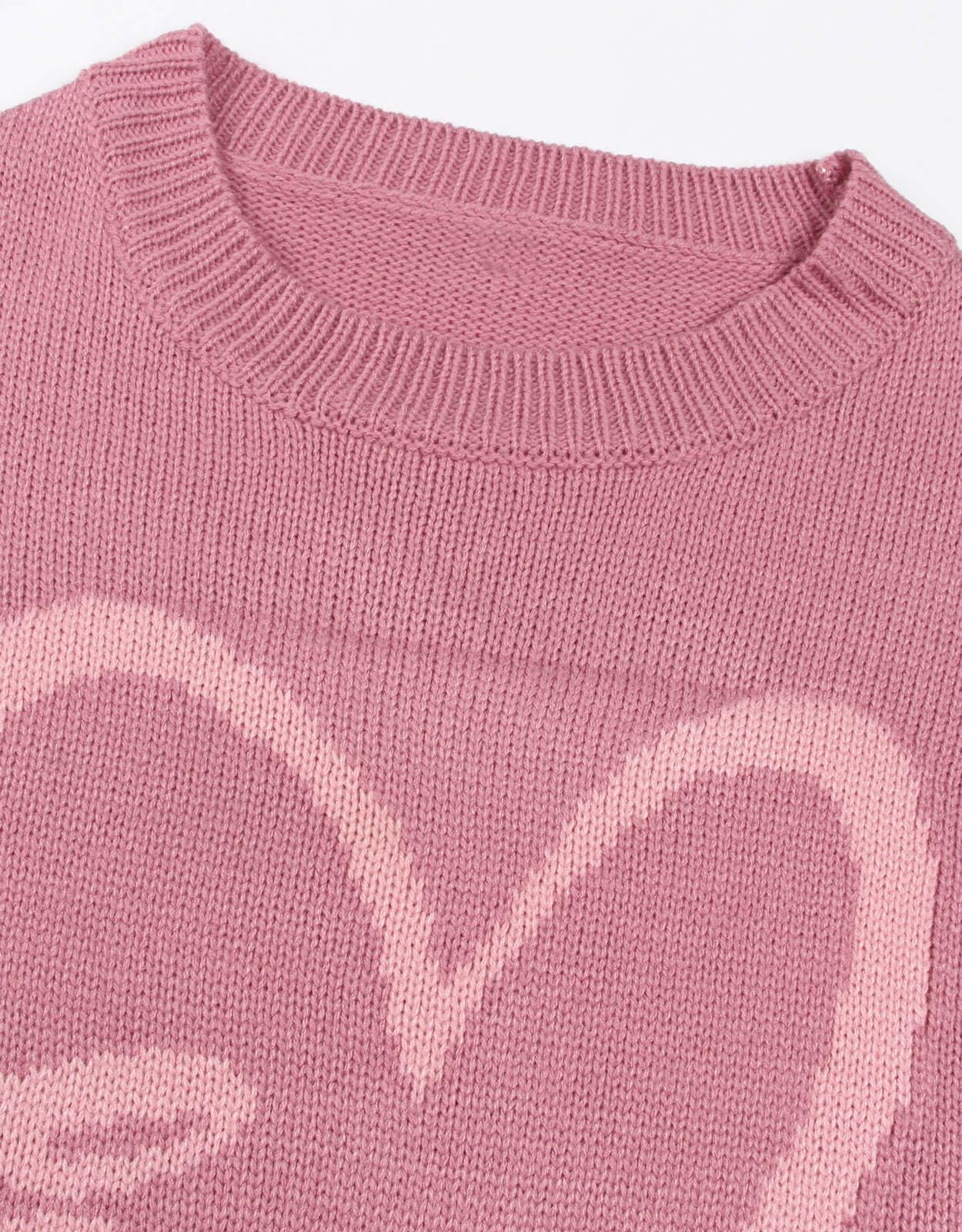 Alsol Lamesa Women's Cute Heart Print Sweater - Long Sleeve Ribbed Knit Crewneck Pullover - Soft Casual Winter Sweater for Women - Perfect for Date Night, Office Wear & Holiday Outfits