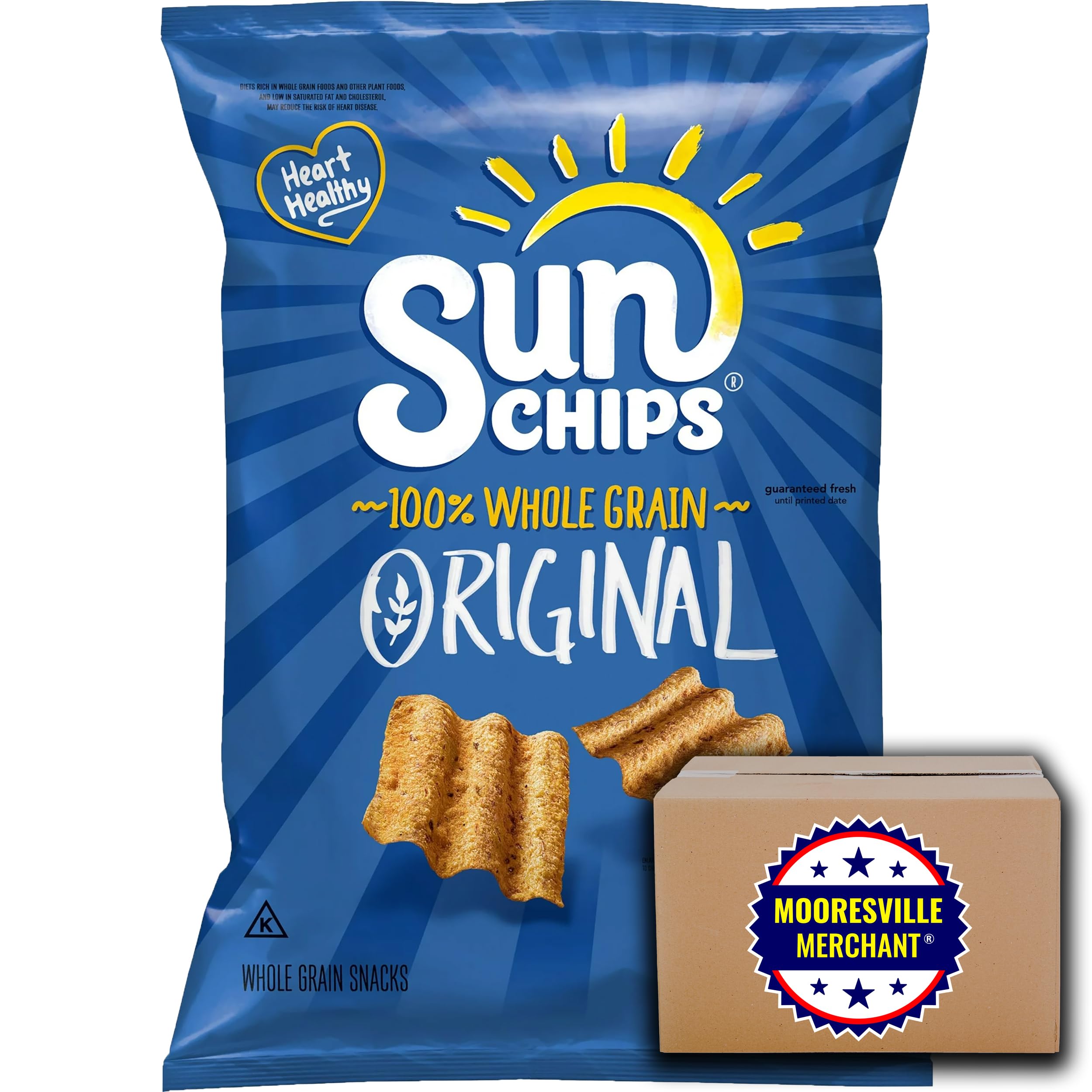 SunChips Whole Grain Snacks, Original Flavor, 7 Ounce (Pack of 2) | Healthy Baked Multigrain Chips | Perfect for Lunchboxes, Parties & On-the-Go Snacking