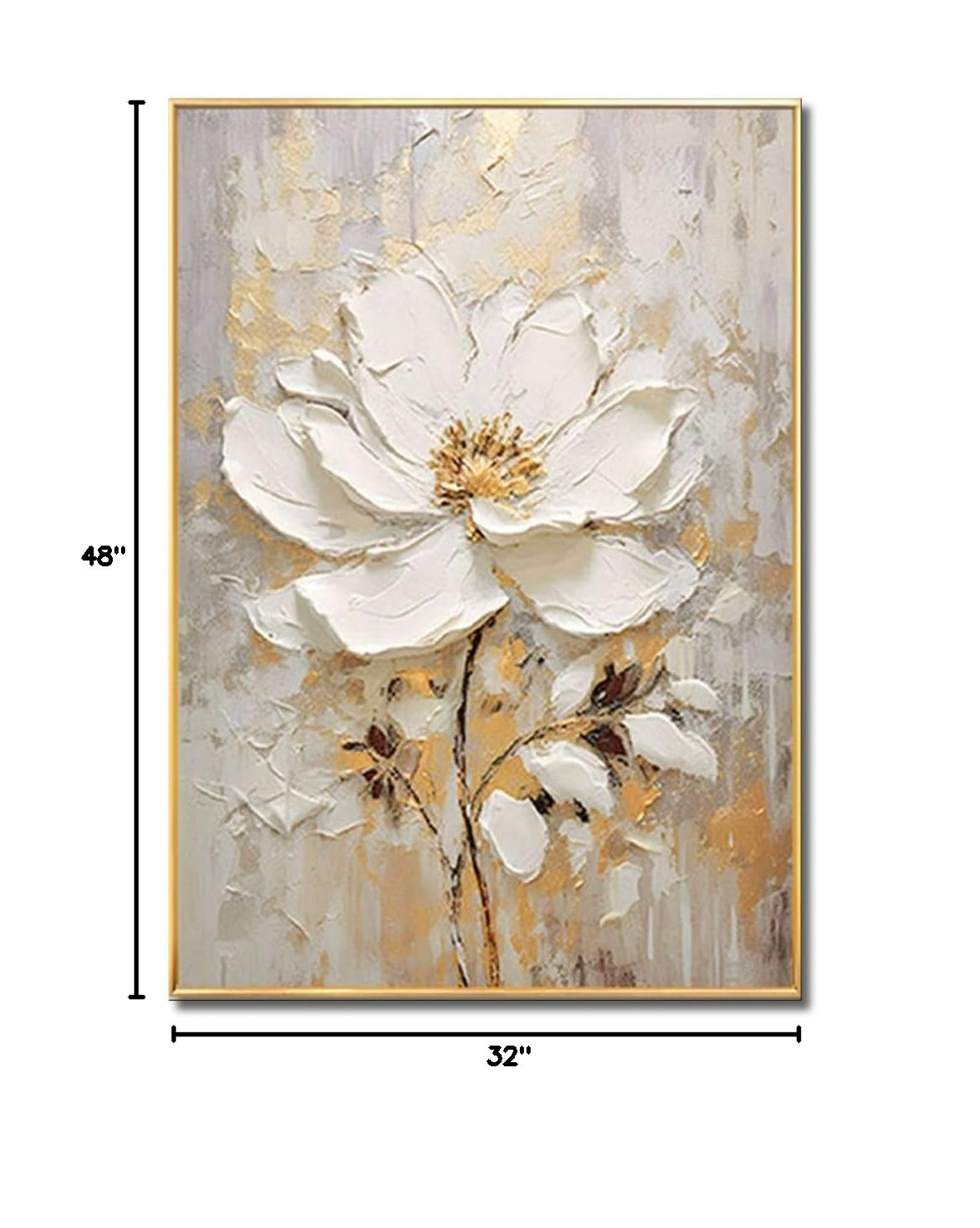 Large 3D Flower Canvas Wall Art - Hand-Painted Oil Painting Floral Decor for Bedroom, Living Room & Office - Framed Modern Home Decoration 32x48 Inches - Perfect for Housewarming Gifts & Interior Design