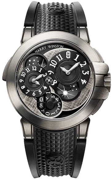 Harry Winston Ocean Collection Dual Time Monochrome Zalium Men's Watch - Luxury Waterproof Sports Watch for Travel, Business & Formal Occasions