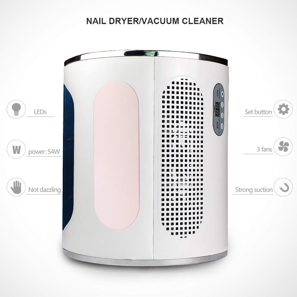Professional LED Nail Dryer Lamp - 3-in-1 UV Gel Curing Light with Vacuum Cleaner & Electric Nail File for Manicure & Pedicure - Perfect for Home Salon & Nail Art Enthusiasts (Pink)