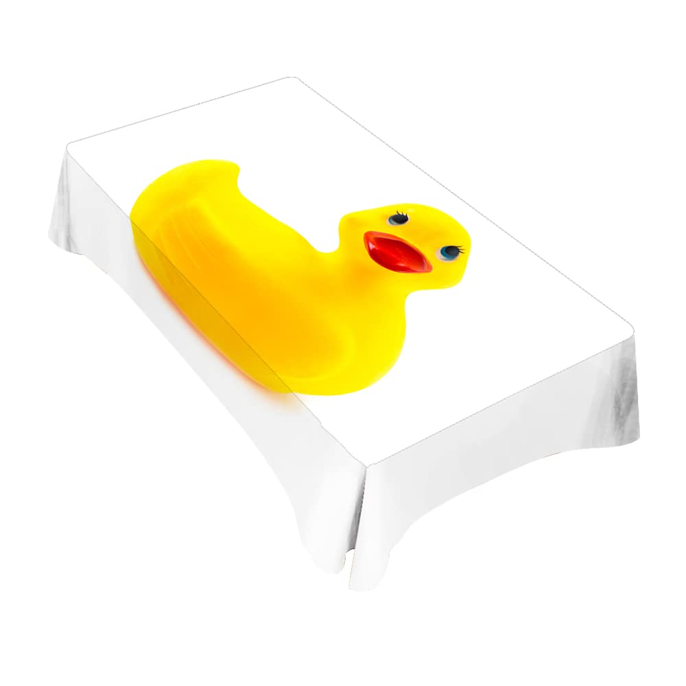 Yakuna Rubber Duck Rectangle Tablecloth - Yellow Waterproof Spillproof Stain Resistant Kitchen Table Cover (52x70 Inches) for Dining, Picnics & Outdoor Parties