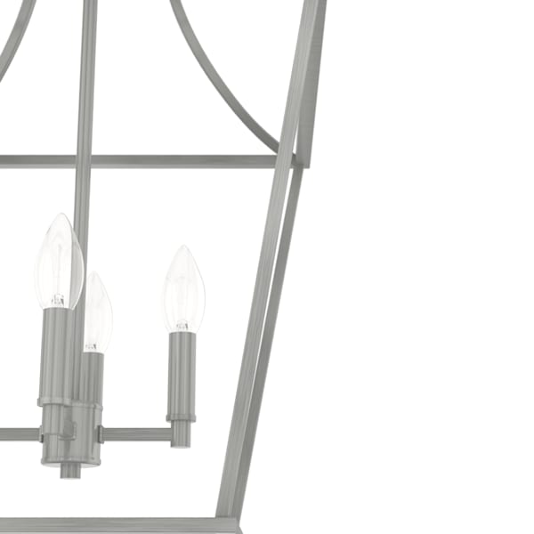 Hunter Laurel Ridge 4-Light 15-Inch Brushed Nickel Pendant Lantern - Perfect for Entryway, Porch, and Dining Room Lighting
