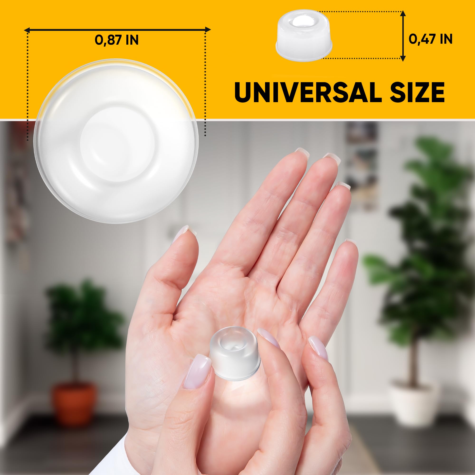 12-Pack Clear Self-Adhesive Rubber Door Bumpers - Small Door Stopper Pads for Knobs & Handles, Wall Protectors for Home & Office - Prevent Door Damage & Noise (Ideal for Bedrooms, Bathrooms & Kids' Rooms)