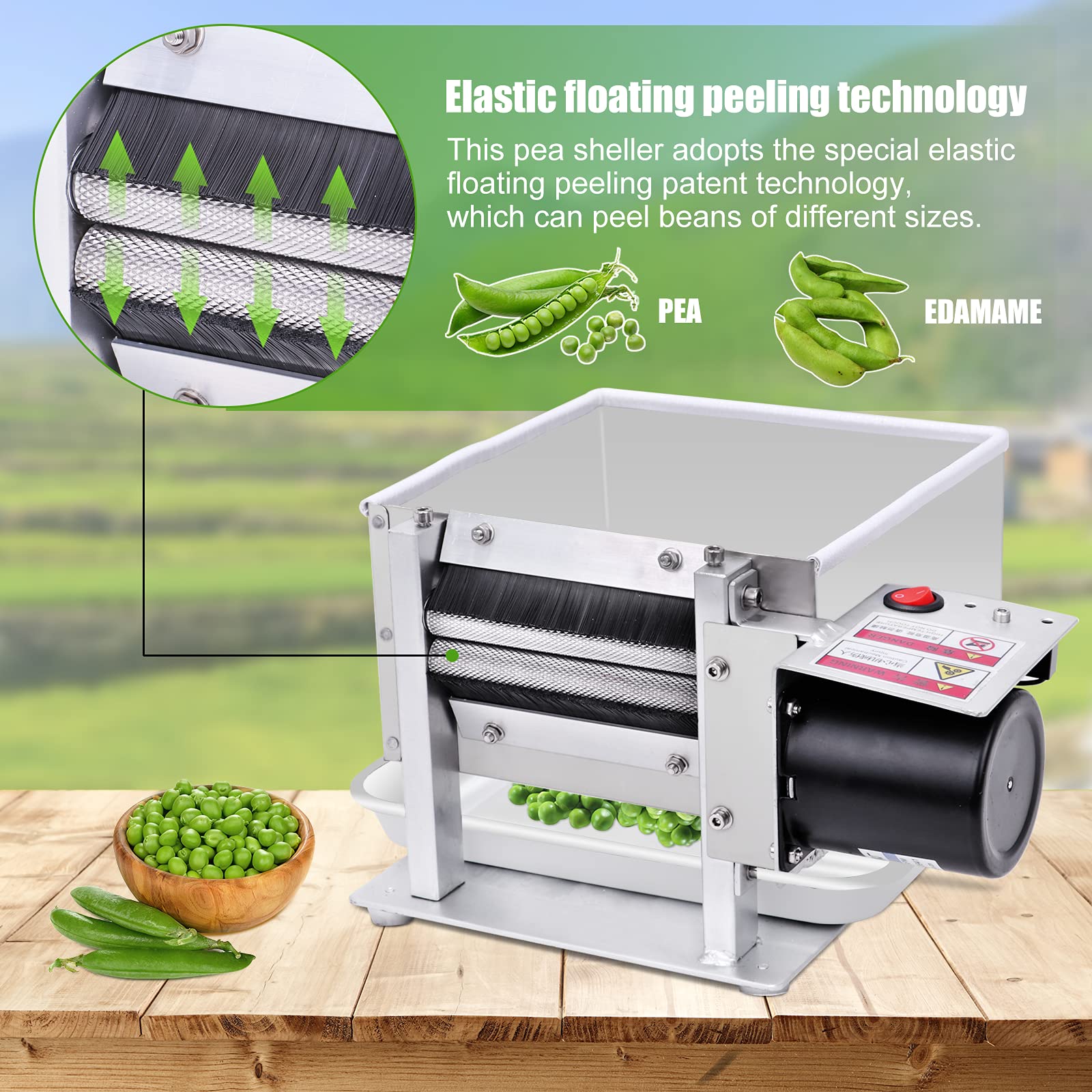 Electric Pea Sheller Machine 110V - Semi-Automatic Pea & Bean Sheller for Commercial & Home Use - Efficient Peeling Machine for Peas, Beans & Legumes - Perfect for Farmers Markets, Restaurants & Home Kitchens