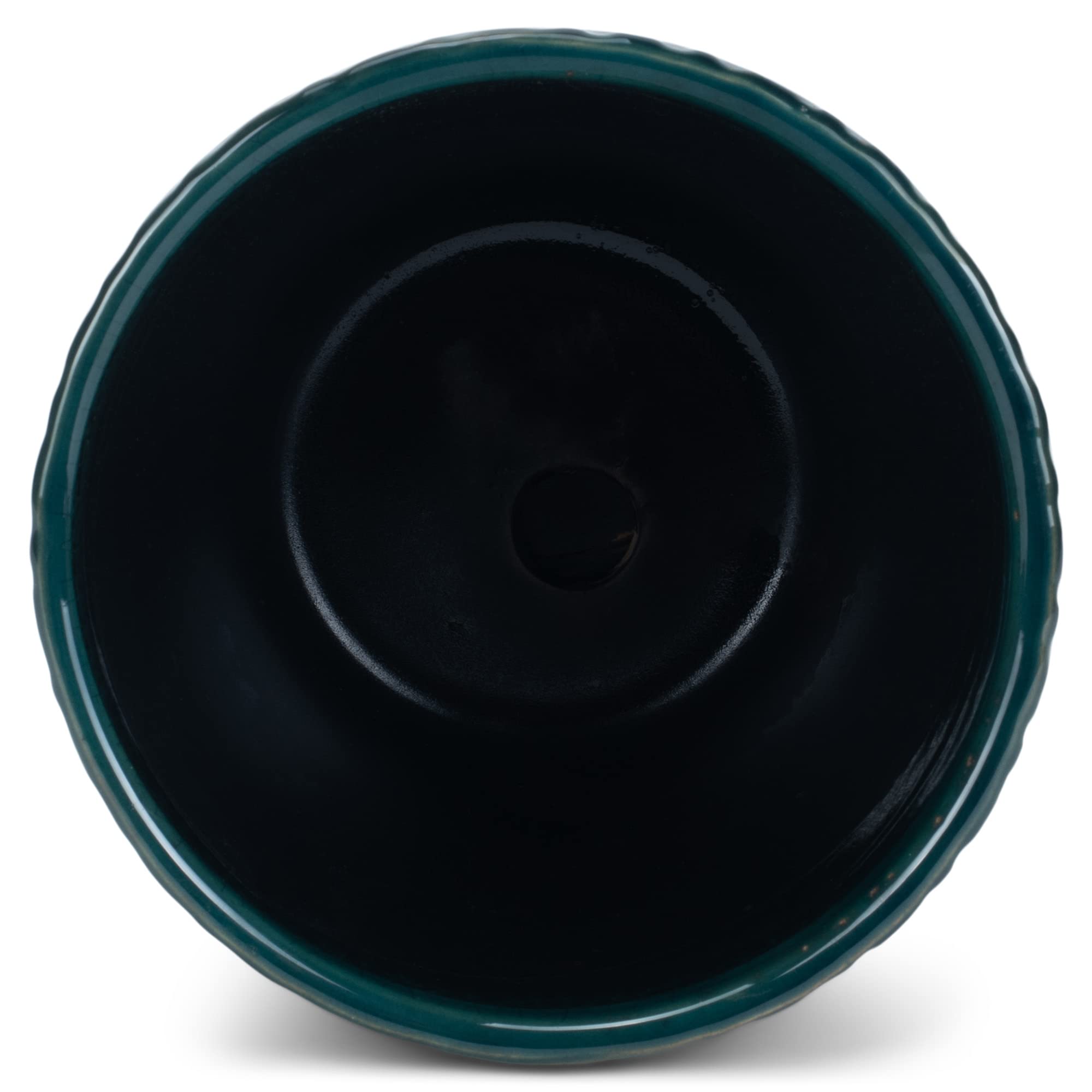 Teal Ceramic Planter Pot with Reactive Glaze for Indoor Plants – 4.75 x 5.5 Inch with Drainage Hole & Matching Saucer – Perfect for Succulents, Herbs & Small Houseplants in Home, Office or Garden Decor