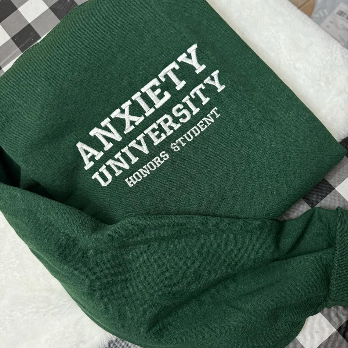 Anxiety University Embroidered Sweatshirt - Funny Mental Health Gift for Her - Casual Wear