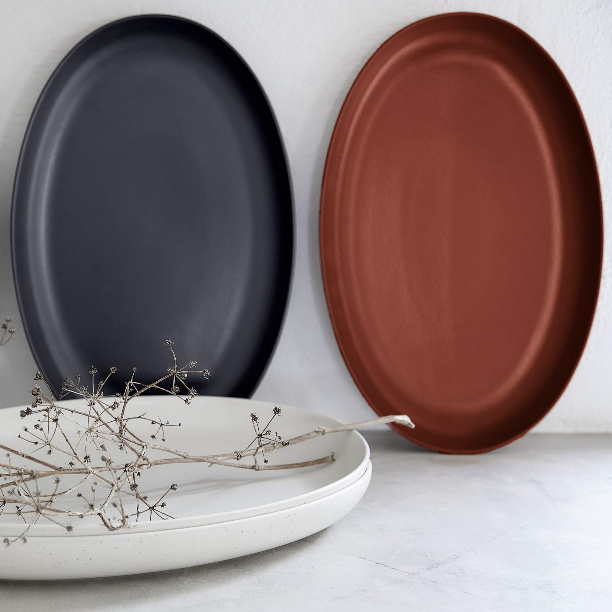 Casafina 16-Inch Oval Ceramic Stoneware Platter - Pacifica Collection in Seed Grey | Microwave, Dishwasher, Oven & Freezer Safe Dinner Plate | Food Safe Glazed Serving Dish | Restaurant Quality Serveware for Holiday Dinners, Buffets & Entertaining