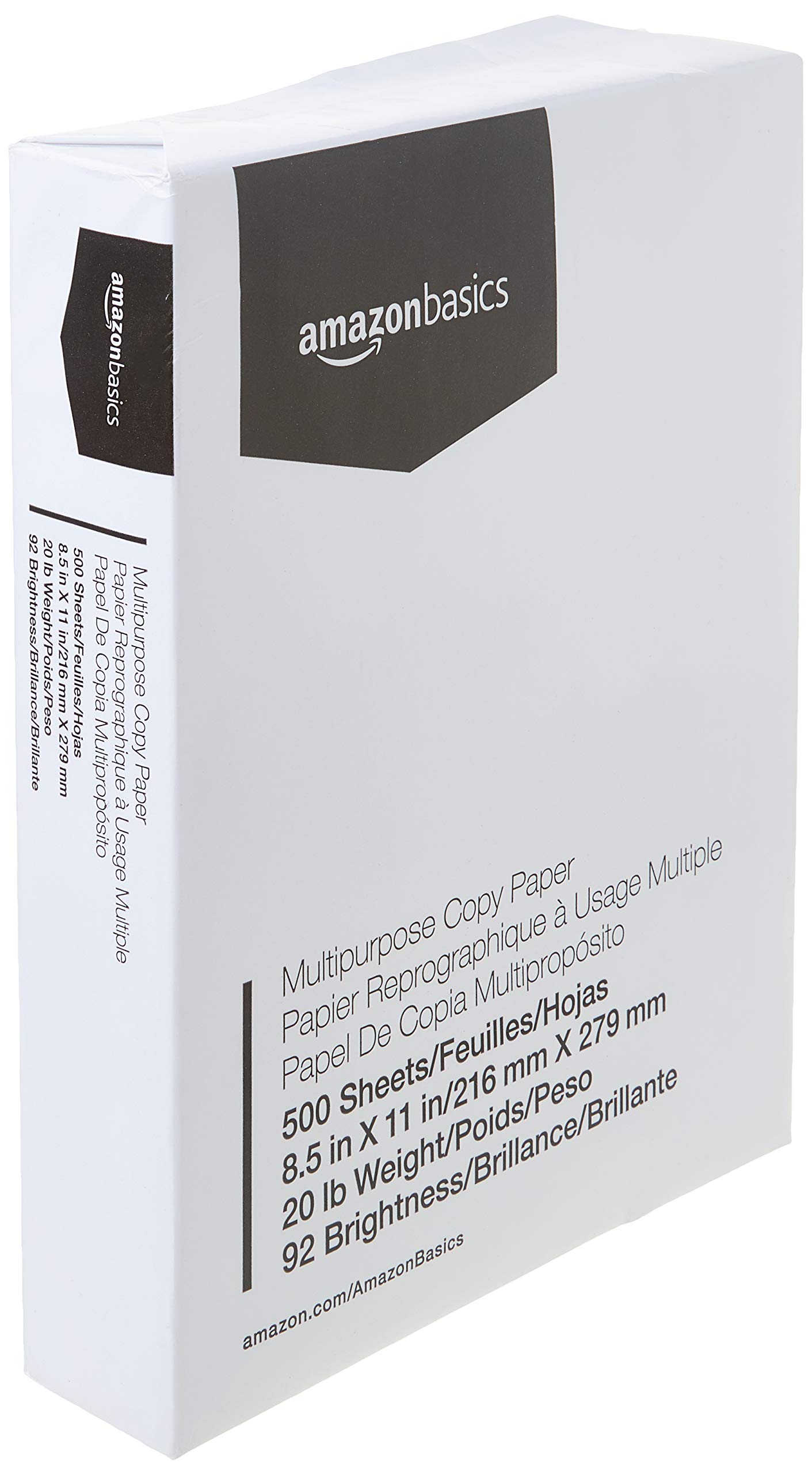 Amazon Basics Multipurpose Copy Printer Paper - 8.5 x 11 Inches, 20 lb Weight, 1 Ream (500 Sheets), 92 Brightness, White - Ideal for Home Office, School Projects & Business Printing