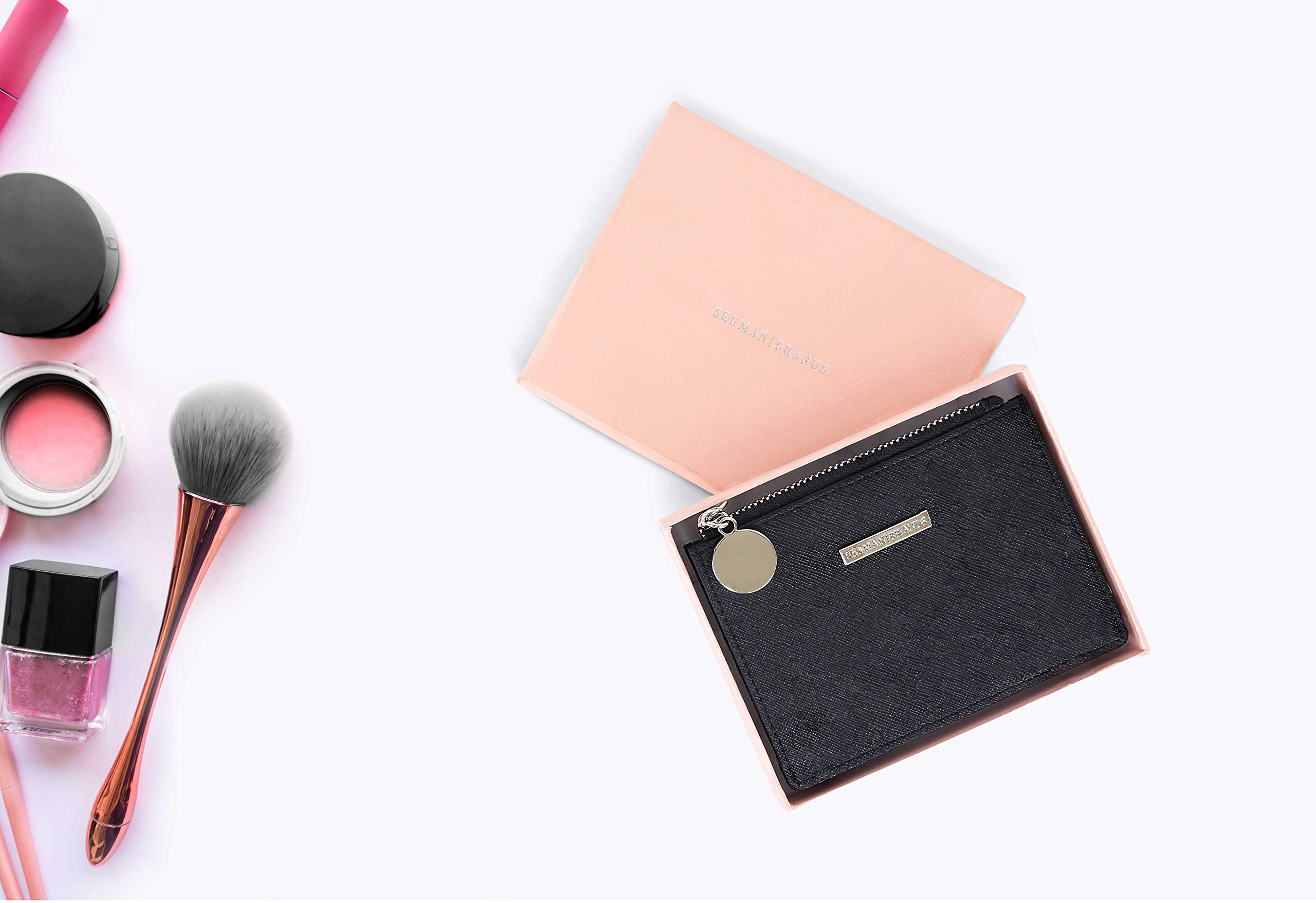 SERMAN BRANDS Slim RFID Blocking Wristlet Wallet for Women - Compact Card Holder with Keychain, Perfect for Everyday Use, Travel & Shopping
