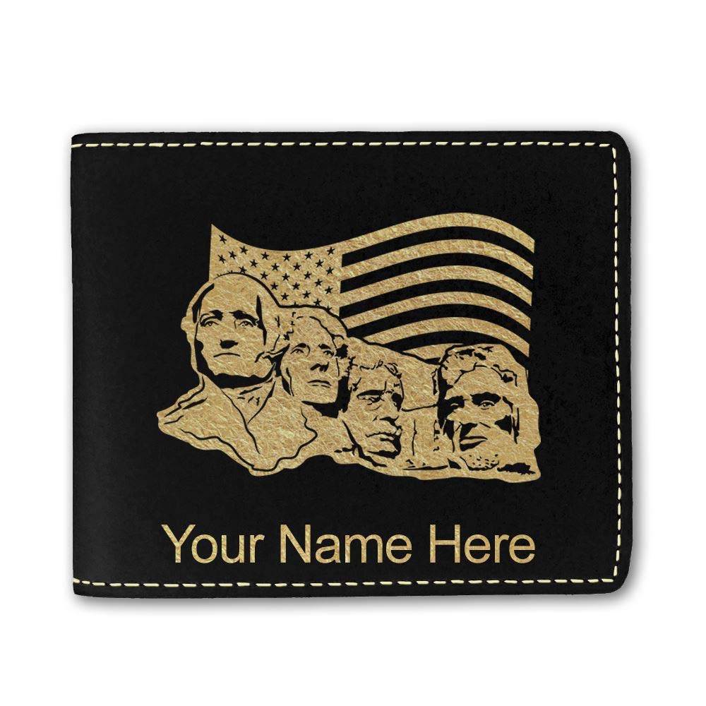 Personalized Engraved Faux Leather Wallet with Mount Rushmore Design - Perfect Gift for Travel Enthusiasts & National Park Lovers