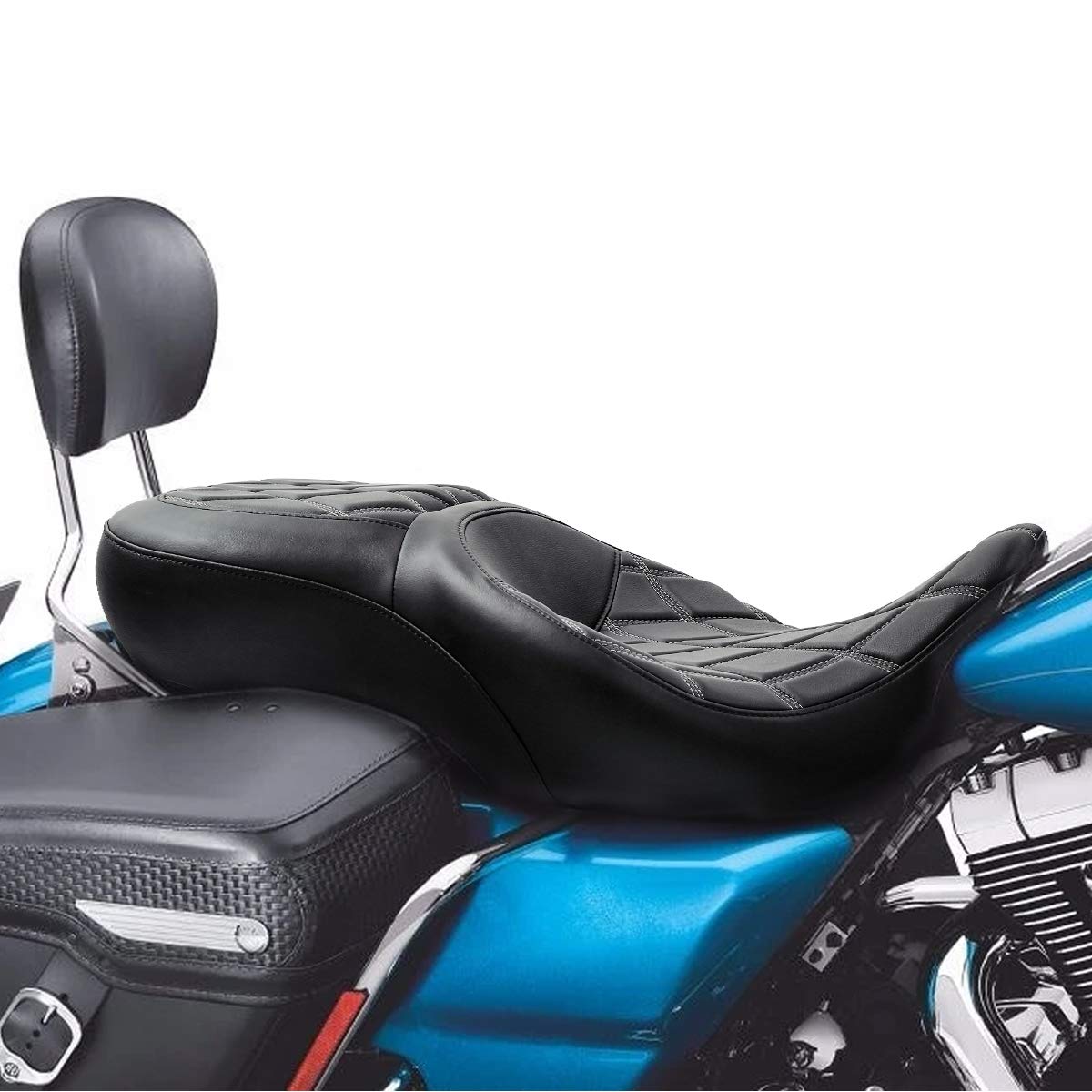 Premium One-Piece Hammock Seat for Harley Touring Models (Road King, Street Glide, Road Glide 2009-2023) & Electra Glide/Tri Glide/Ultra Classic 2009-2013 - Comfortable Rider & Passenger Seat for Long-Distance Cruising & Road Trips