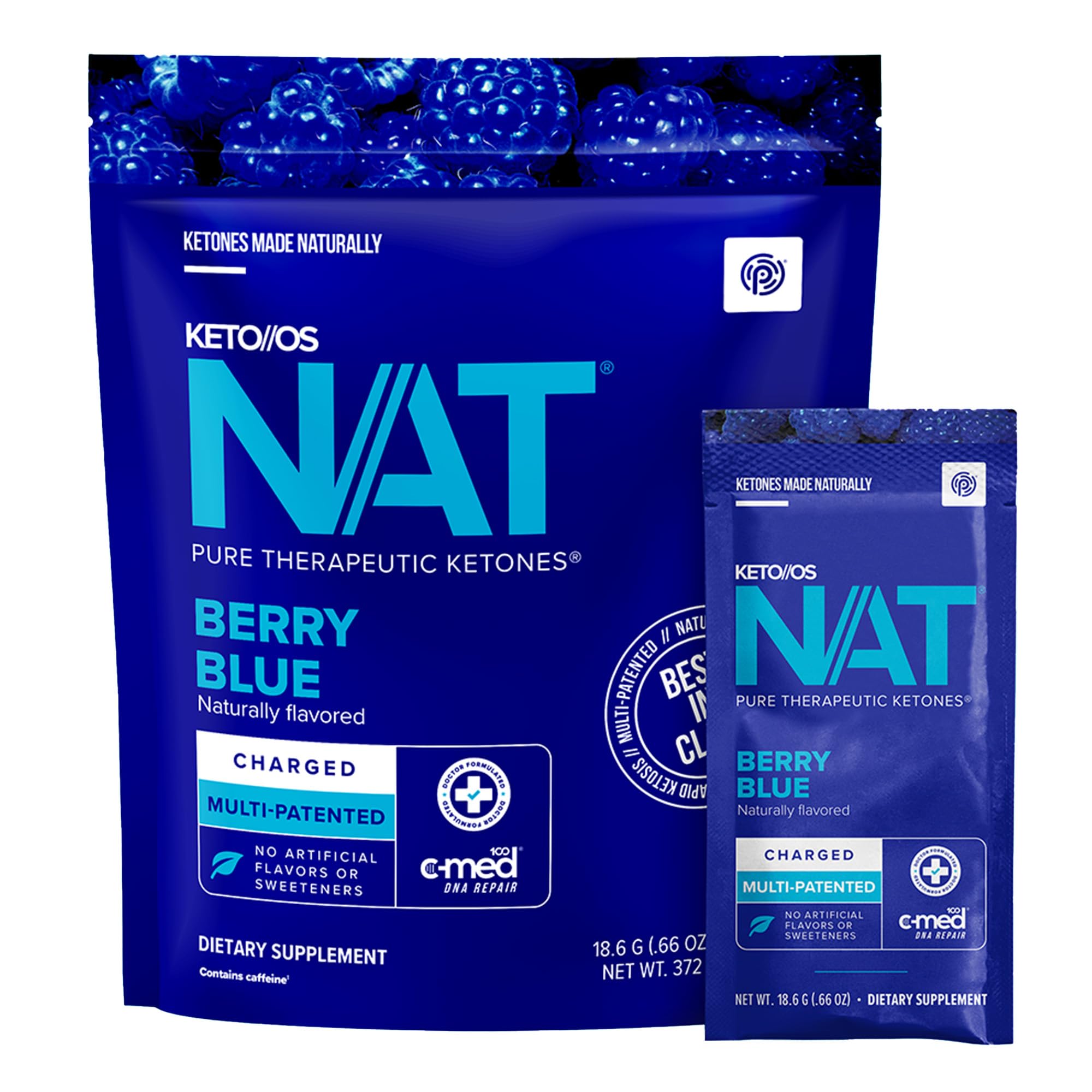 PRÜVIT Keto//OS NAT® Berry Blue Keto Supplements – Ketogenic Diet Support, Exogenous Ketones for Weight Loss & Energy Boost (20 Count) | Perfect for Low-Carb Lifestyle & Fitness Enthusiasts