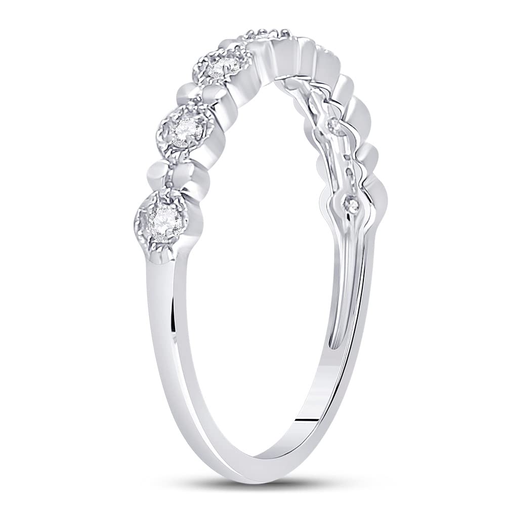 10K White Gold Women's Round Diamond Stackable Band Ring - 1/10 CTTW - Perfect for Stacking, Layering & Everyday Elegance