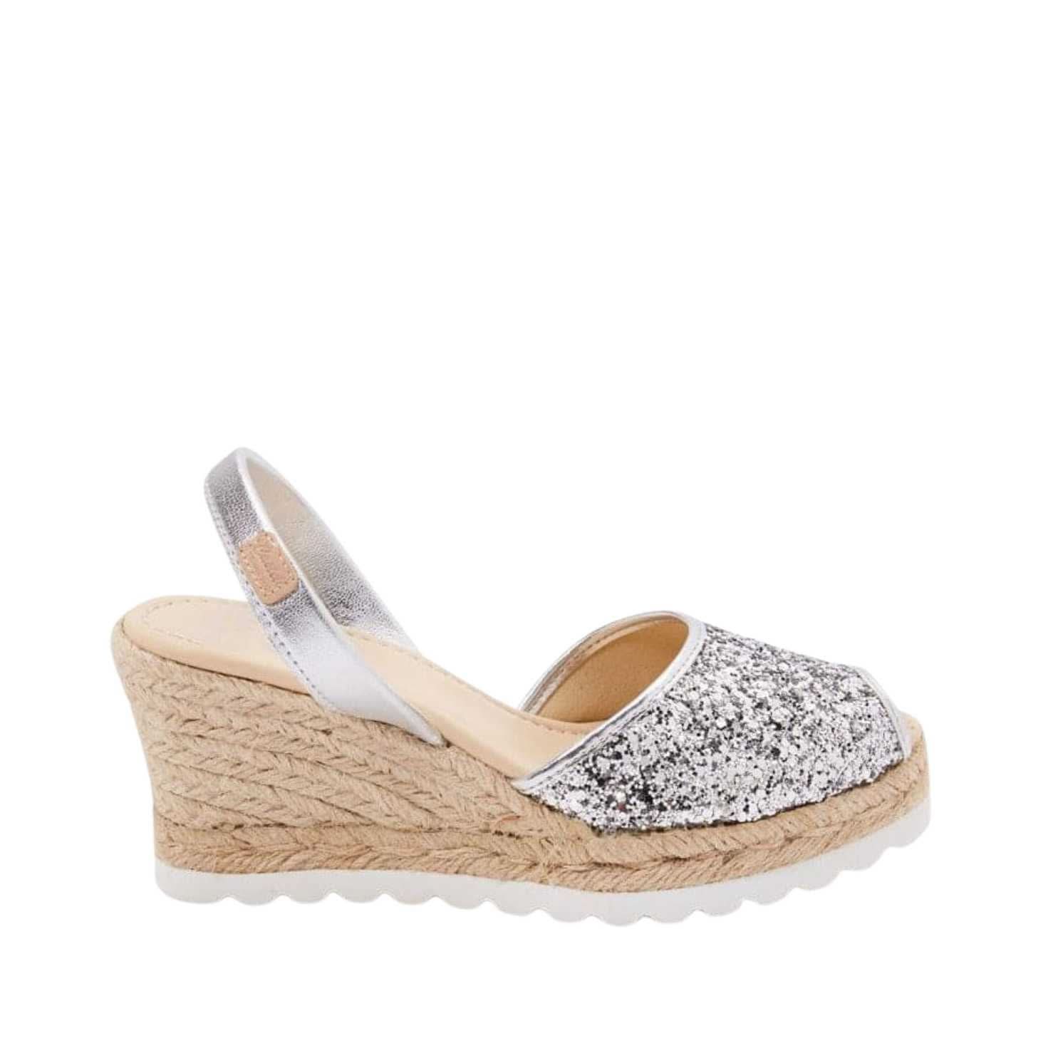 Glitter Leather Menorcan Espadrilles for Women - Frida Montada 2006R Sparkly Sandals | Perfect for Summer Weddings, Beach Vacations & Casual Outings