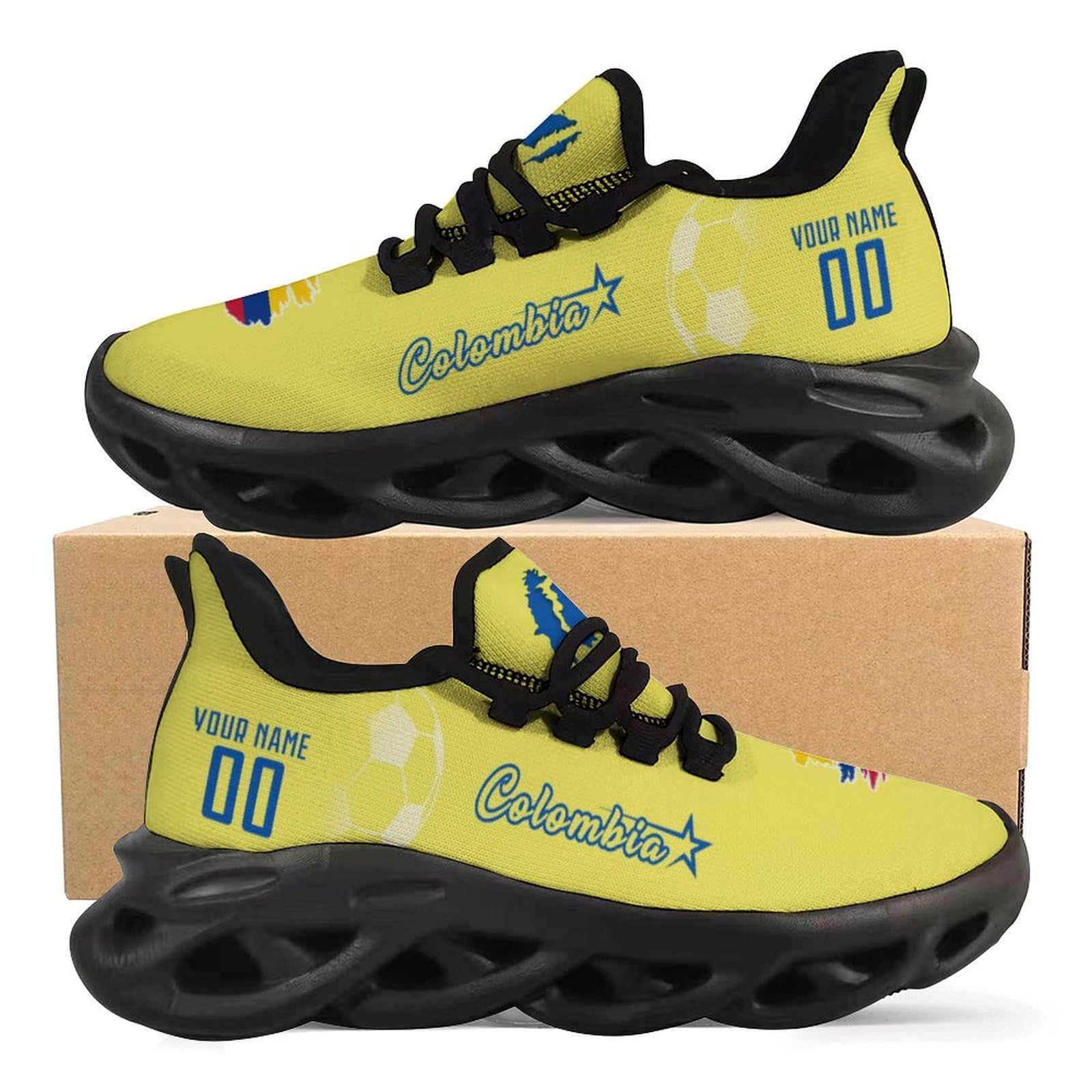 Custom Soccer National Flex Sneakers - Personalized Name & Number Athletic Gym Shoes - Breathable Slip-On for Men & Women - Perfect for Fans, Training & Gifts