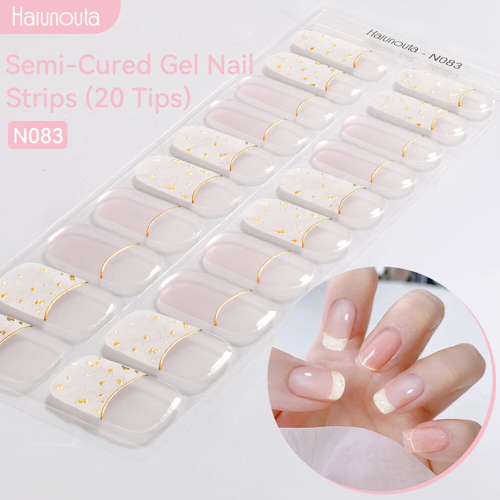 20-Pack Semi Cured Gel Nail Strips Kit - N079 & N088 Designs - DIY Salon-Quality Manicure at Home for Parties, Weddings & Special Occasions