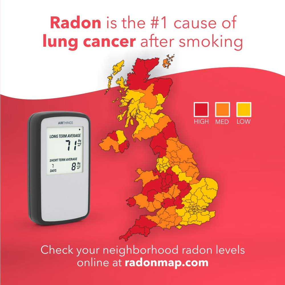 Airthings Corentium Home Radon Gas Detector - Accurate & Easy-to-Use Radon Testing Kit for Home Safety | Monitor Indoor Air Quality for Basements, Bedrooms & Living Spaces