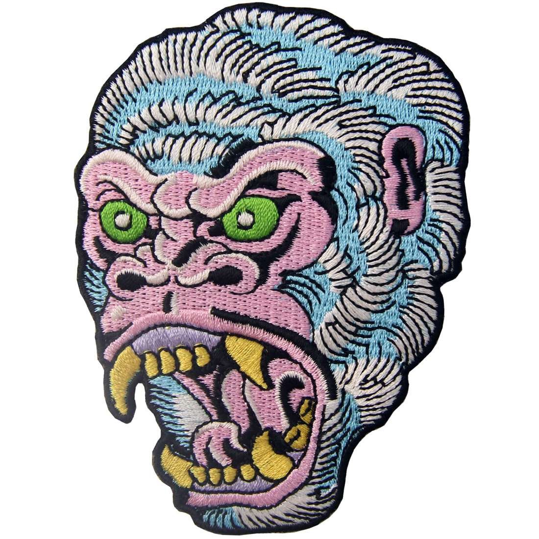 Roaring Gorilla Iron On Patch - Embroidered Applique for Jackets, Hats & Bags - DIY Sew On Emblem for Denim, Backpacks & DIY Crafts
